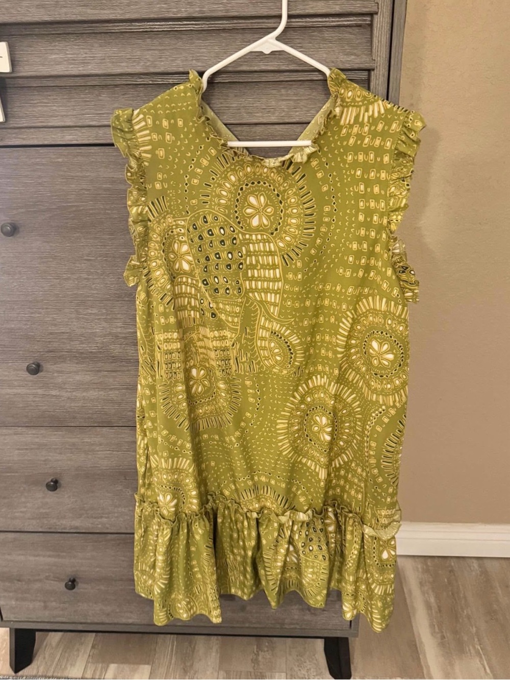 Women’s Olive Green Ruffle Hem Dress